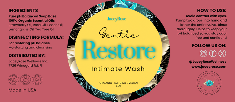 Organic and pH balanced feminine wash for discomfort relief